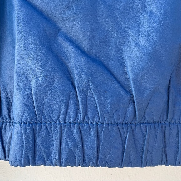 90s Blue Leather Zip Up Jacket - Picture 13 of 16